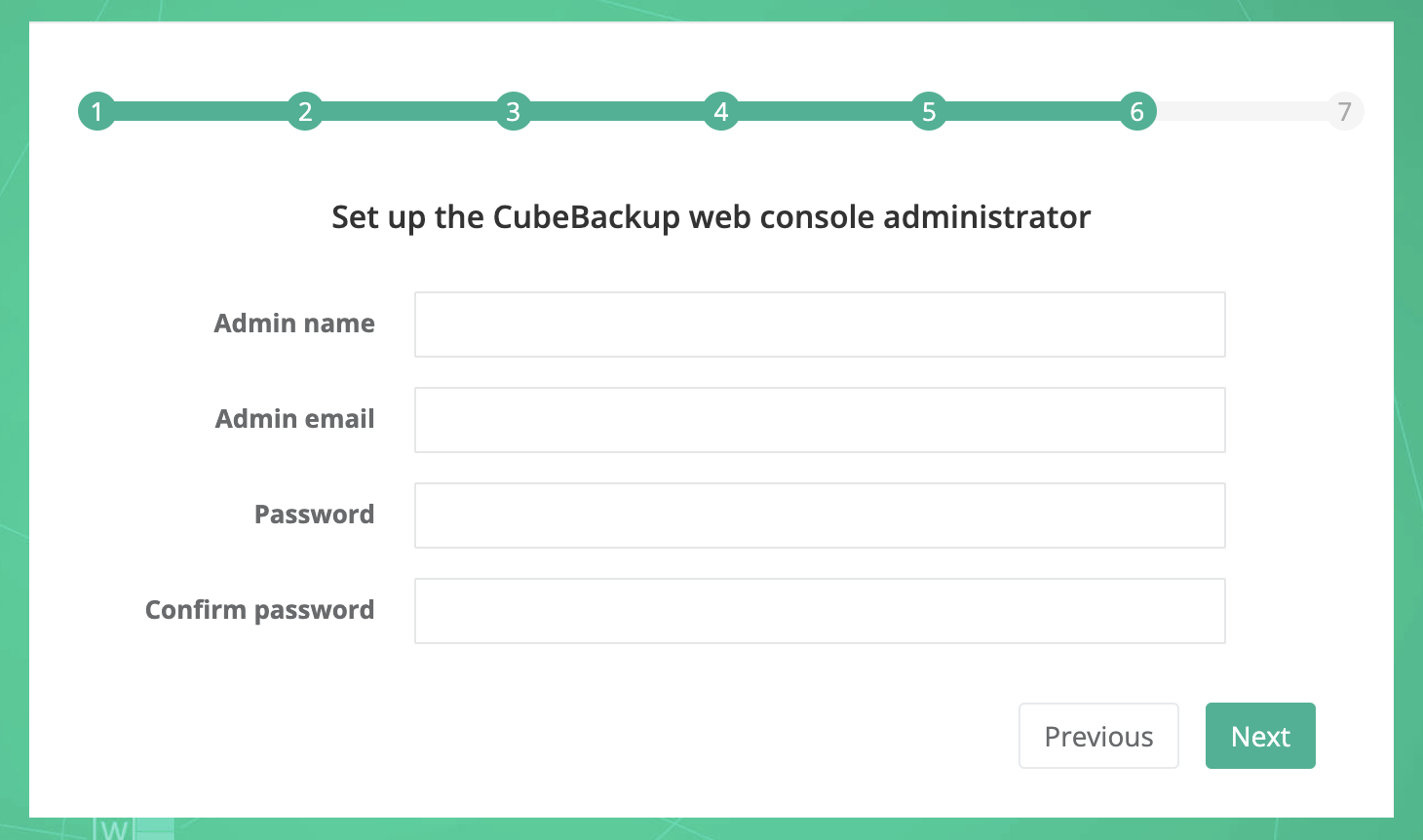 Step 6. Set up the CubeBackup web console administrator